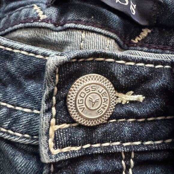 Vigoss Jeans Womens Sz 2 Blue Capri Embroidered pockets Skinny Boho Low Rise - Picture 5 of 16